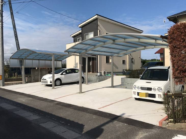 戸建て 外構 のリフォーム施工事例 2台用カーポート 2箇所 カーポート新設工事 株式会社フォーシンク出雲 戸建て 外構 のリフォーム施工事例 2台用カーポート 2箇所 カーポート新設工事 株式会社フォーシンク出雲